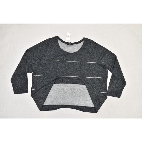 NEW Lane Bryant Plus Size 26/28 Gray Glitter Striped Blouse Long Sleeve Top - Picture 2 of 8